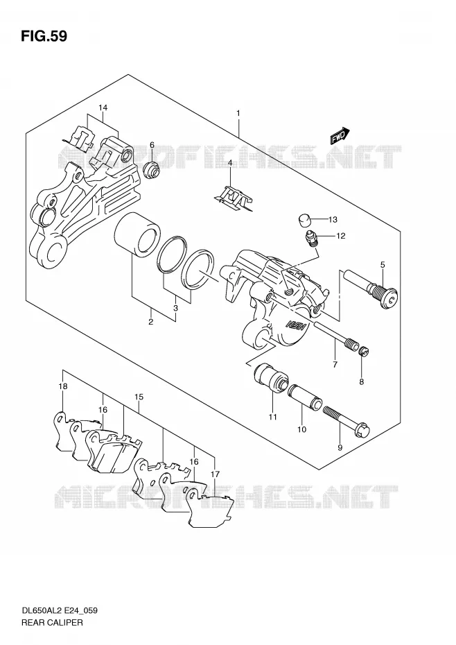 REAR CALIPER Suzuki MOTO 650 V-STROM 2012  DL650AL2(E24)