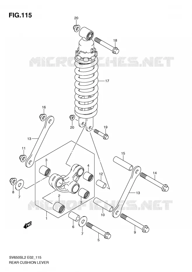 SHOCK ABSORBER LINKAGE (SV650SL2 E24) Suzuki MOTO 650 SV 2012  SV650SUL2(E02)