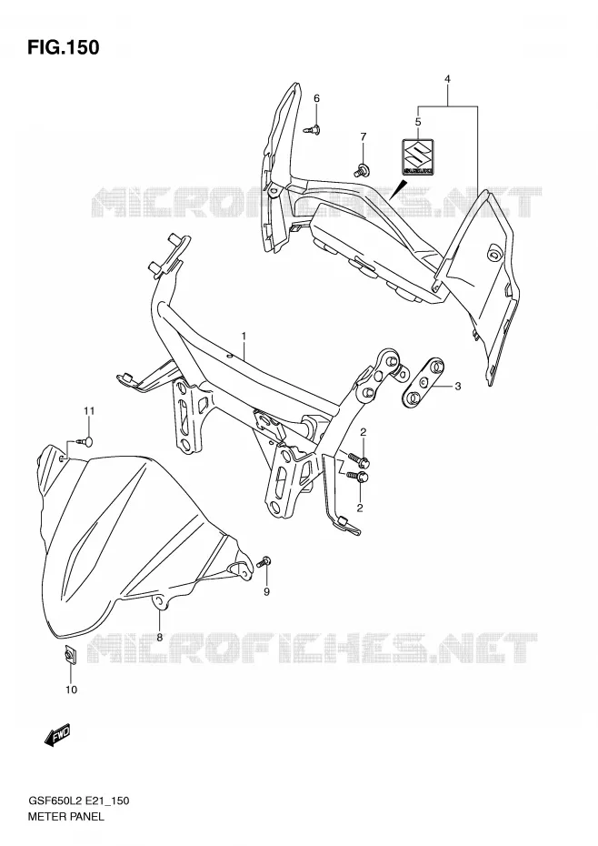 SPEEDOMETER PANEL (GSF650SUAL2 E21) Suzuki MOTO 650 BANDIT 2012  GSF650SUL2(E21)