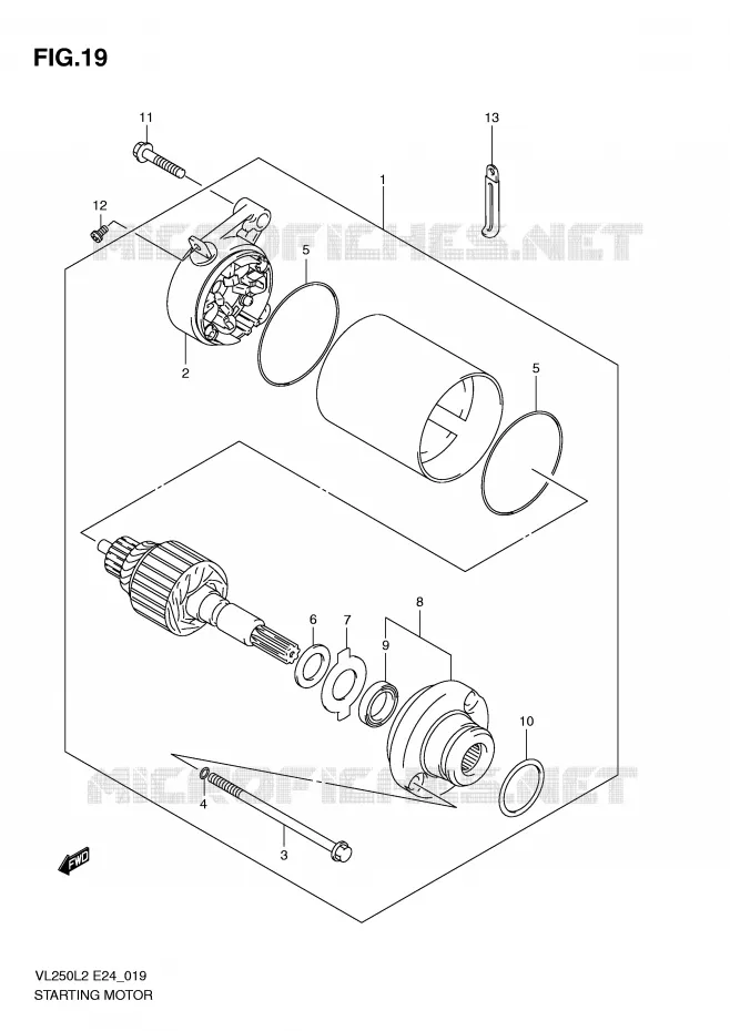 STARTER MOTOR Suzuki MOTO 250 INTRUDER 2012  VL250L2(E24)