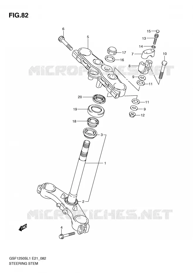 STEERING COLUMN (GSF1250SL1 E21) Suzuki MOTO 1250 BANDIT 2011  GSF1250SL1(E21)