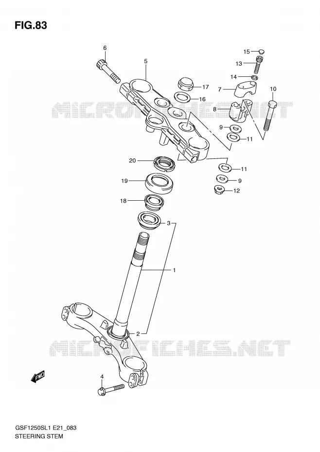 STEERING COLUMN (GSF1250SL1 E24) Suzuki MOTO 1250 BANDIT 2012  GSF1250SAL1(E21)