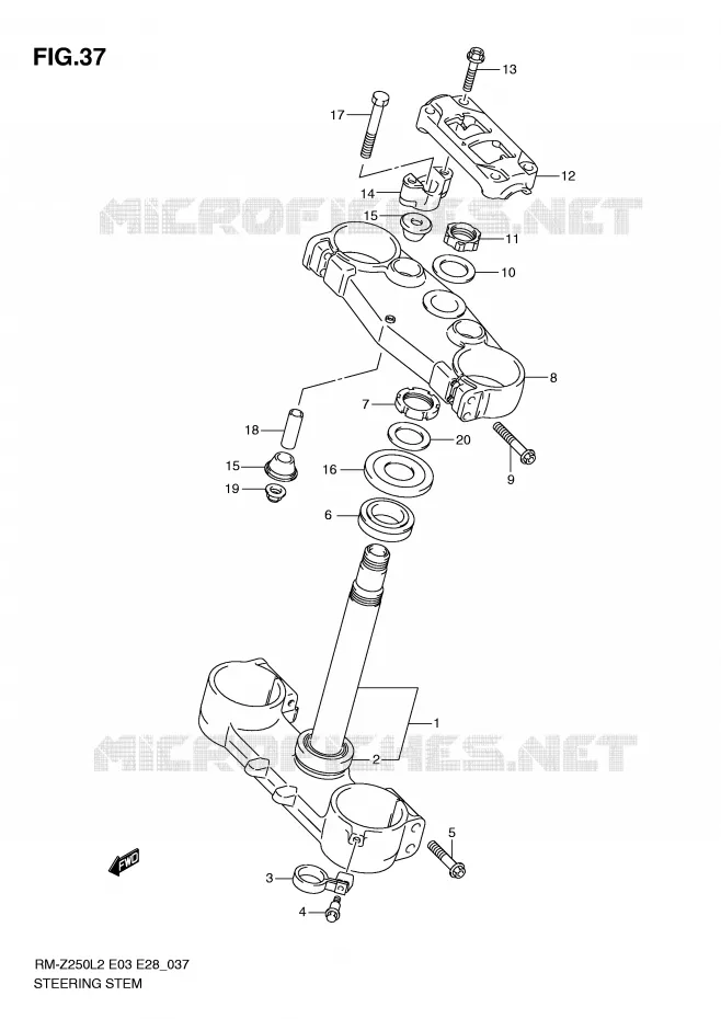 STEERING COLUMN Suzuki MOTO 250 RM-Z 2012  RM-Z250L2(E03)