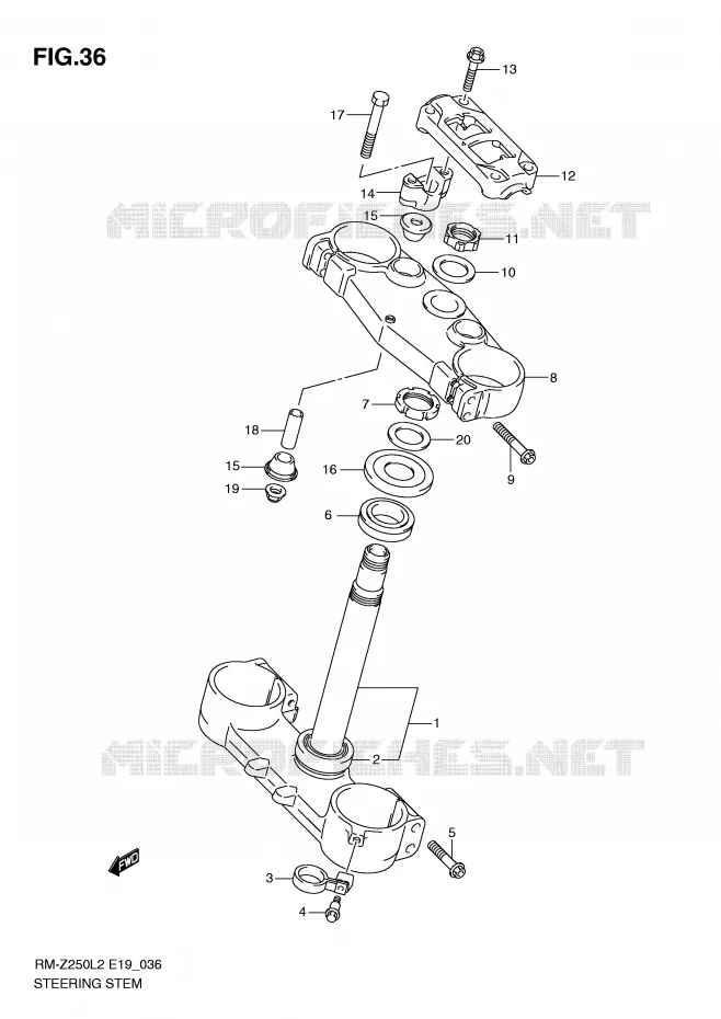 STEERING COLUMN Suzuki MOTO 250 RM-Z 2012  RM-Z250L2(E19)