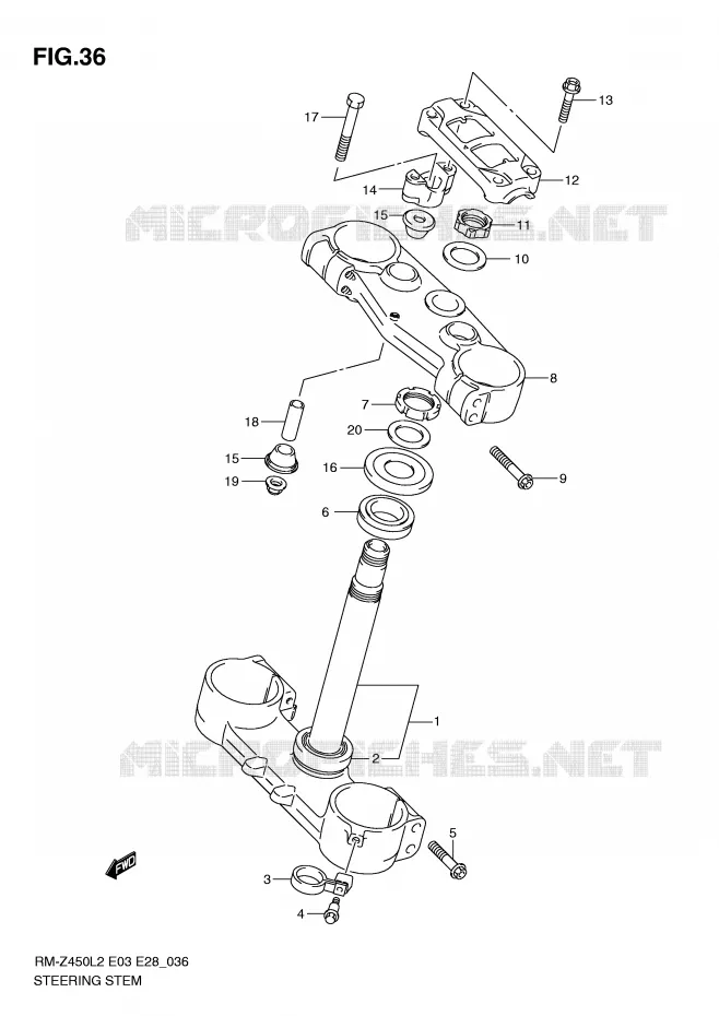 STEERING COLUMN Suzuki MOTO 450 RM-Z 2012  RM-Z450L2(E3)