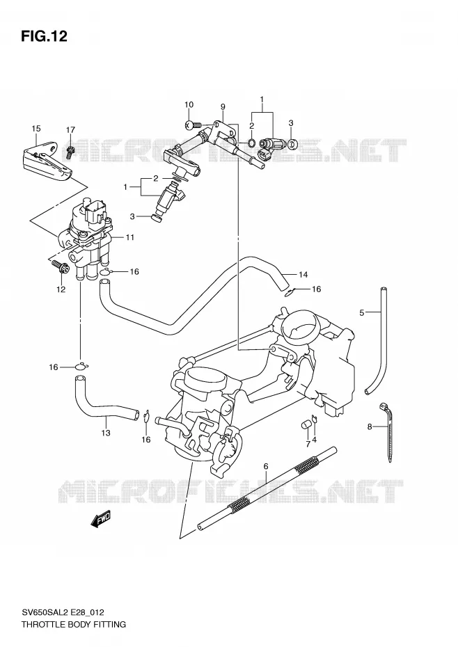 THROTTLE BODY FITTING Suzuki MOTO 650 SV-S 2012  SV650SAL2(E28)