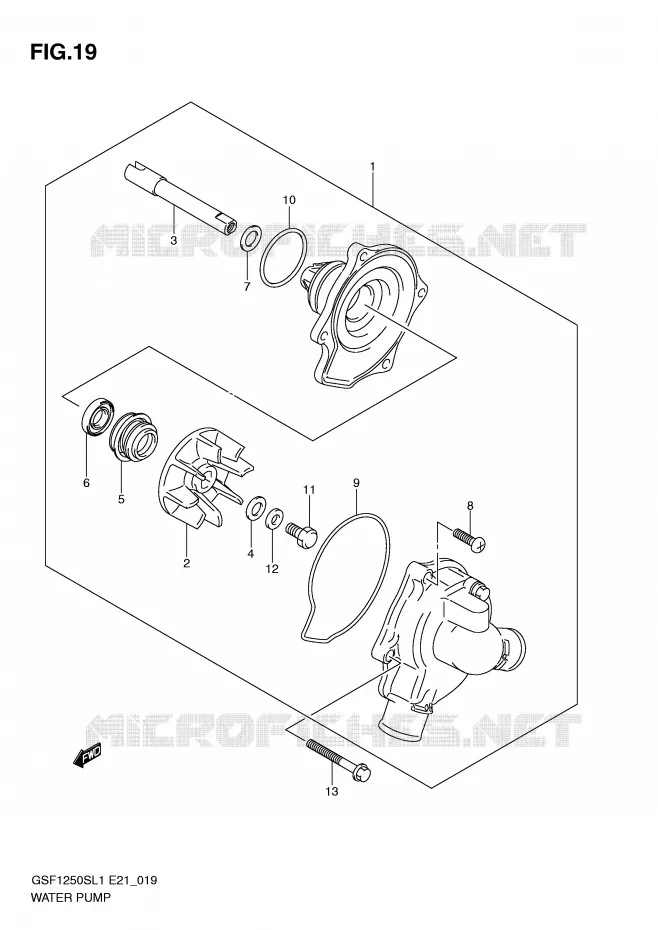 WATER PUMP Suzuki MOTO 1250 BANDIT 2011  GSF1250SL1(E21)