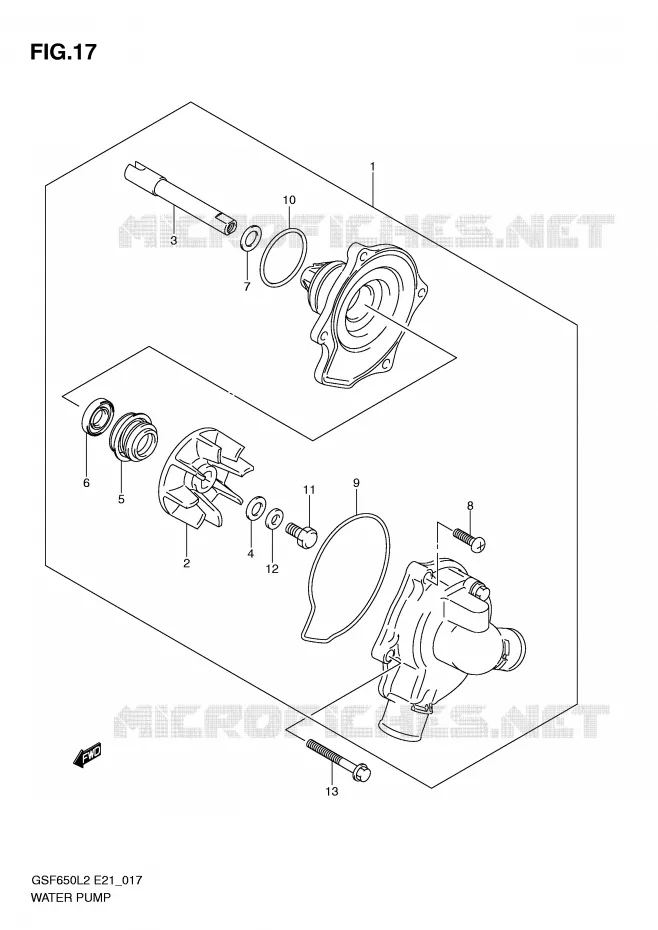WATER PUMP Suzuki MOTO 650 BANDIT 2012  GSF650UL2(E21)