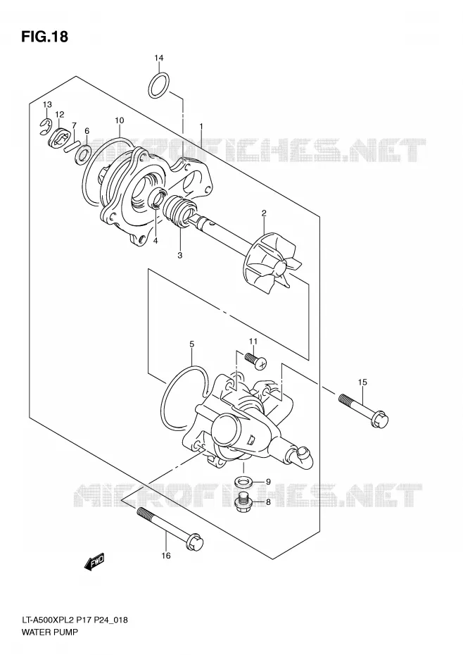 WATER PUMP Suzuki QUAD 500 KINGQUAD 2012  LT-A500XPL2(P17)