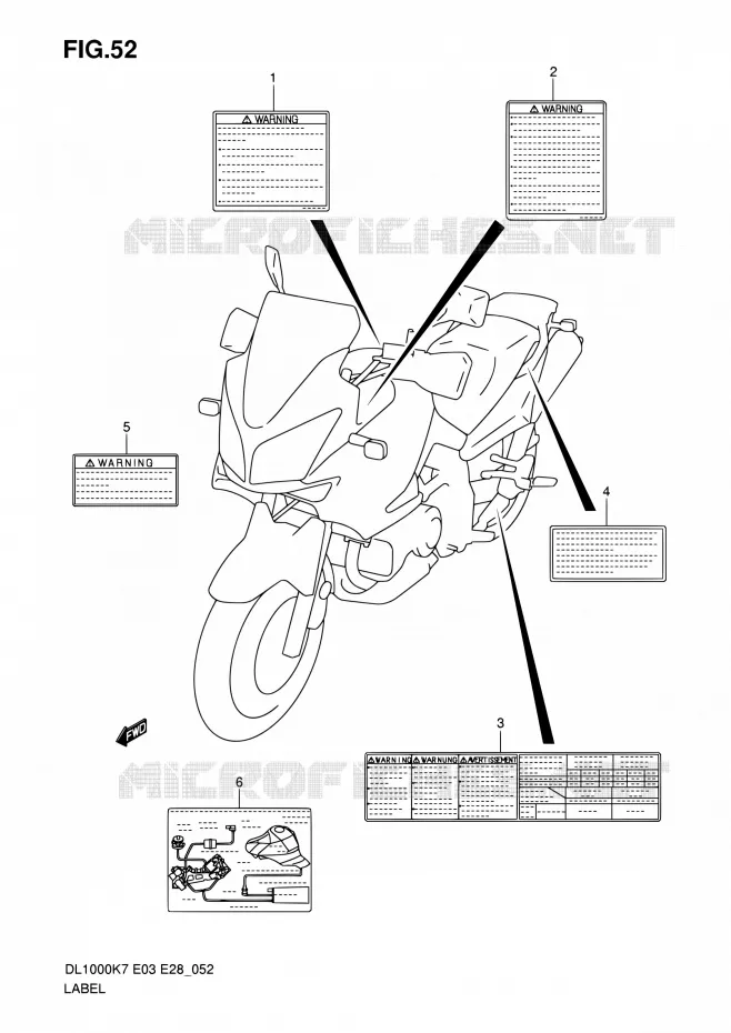 LABEL Suzuki MOTO 1000 V-STROM 2007  DL1000 K7 (E03,E28,E33)