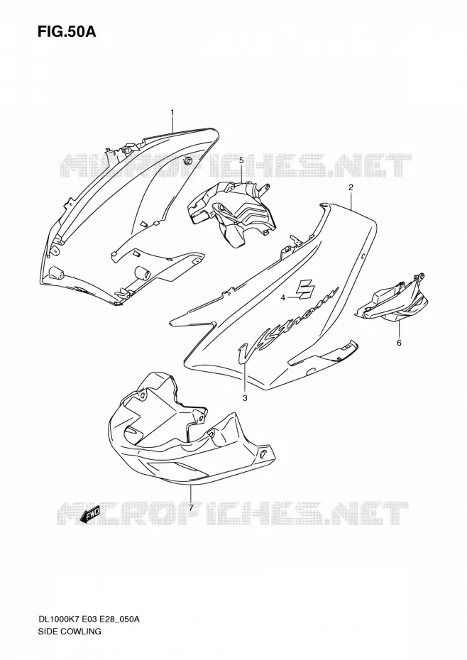 SIDE FAIRING (MODEL K9/L0) Suzuki MOTO 1000 V-STROM 2010  DL1000 L0 (E03,E28,E33)