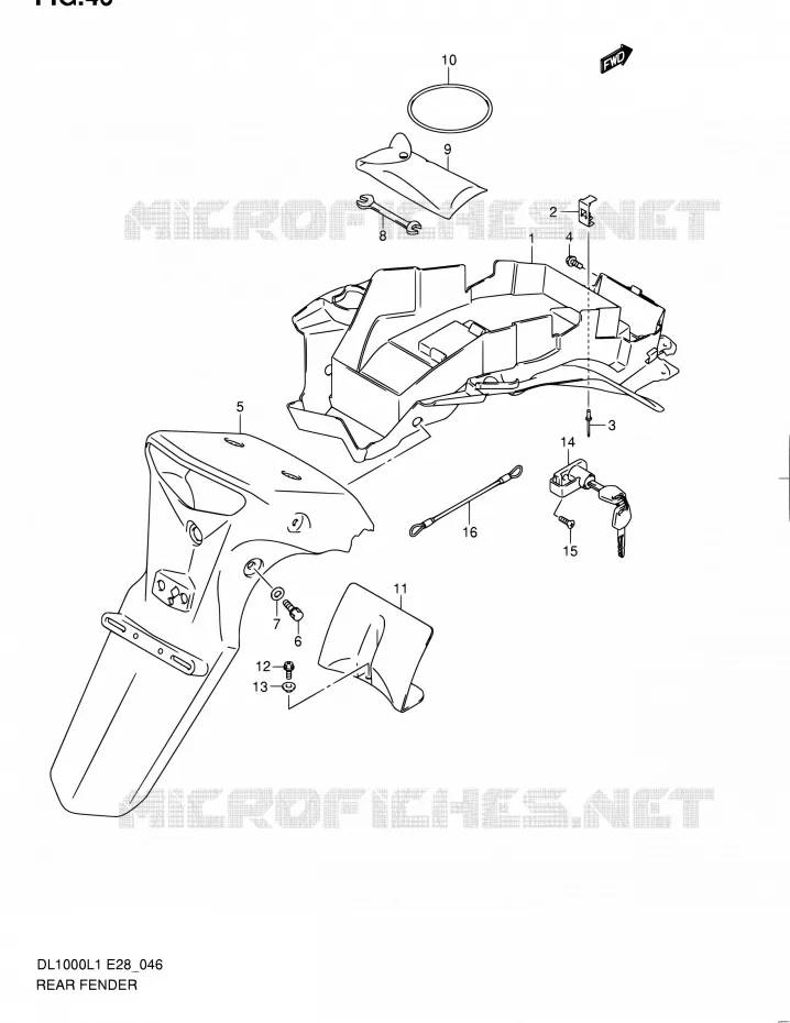 REAR FEDNER Suzuki MOTO 1000 V-STROM 2011  DL1000 L1 (E03,E28,E33)