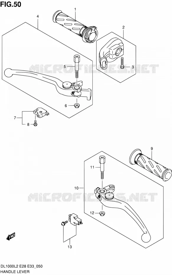HANDGRIPS - LEVERS  Suzuki MOTO 1000 V-STROM 2012  DL1000L2(E03,E28,E33)