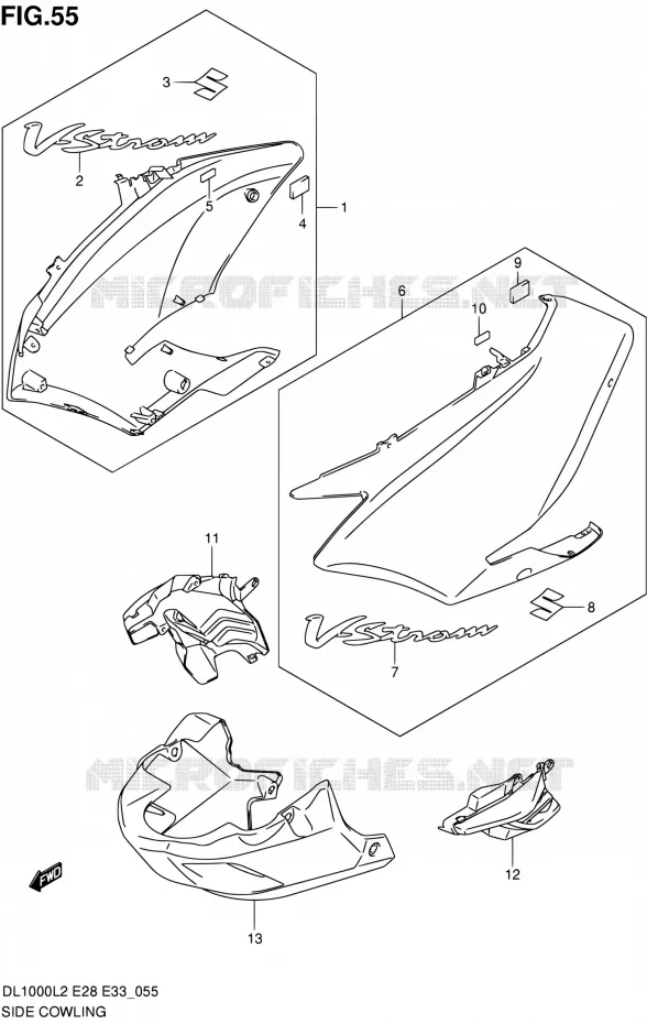SIDE FAIRING Suzuki MOTO 1000 V-STROM 2012  DL1000L2(E03,E28,E33)