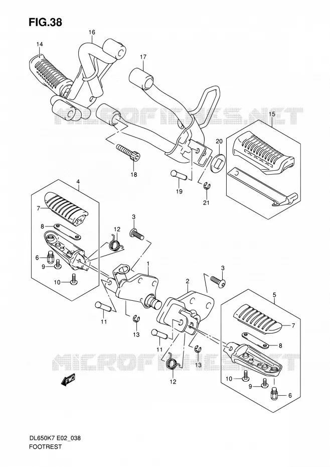 FOOTREST Suzuki MOTO 650 V-STROM 2007  DL650 K7 (E02,E19,E24)