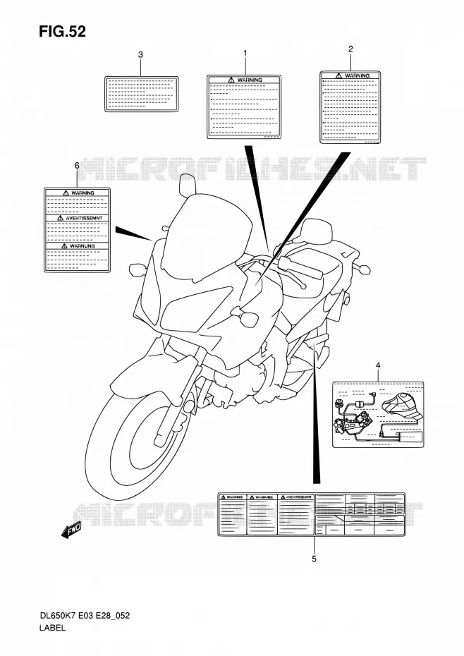 LABEL (MODEL K7) Suzuki MOTO 650 V-STROM 2007  DL650 K7 (E03,E28,E33)
