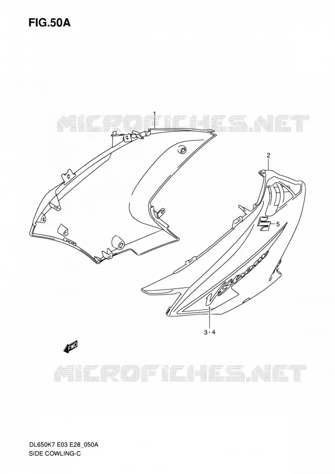 SIDE FAIRING (MODEL K8) Suzuki MOTO 650 V-STROM 2008  DL650 K8 (E03,E28,E33)