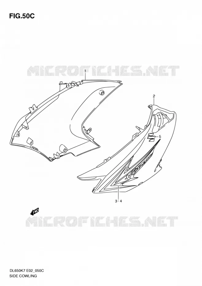 SIDE FAIRING (MODEL L0) Suzuki MOTO 650 V-STROM 2010  DL650 L0 (E02,E19,E24)
