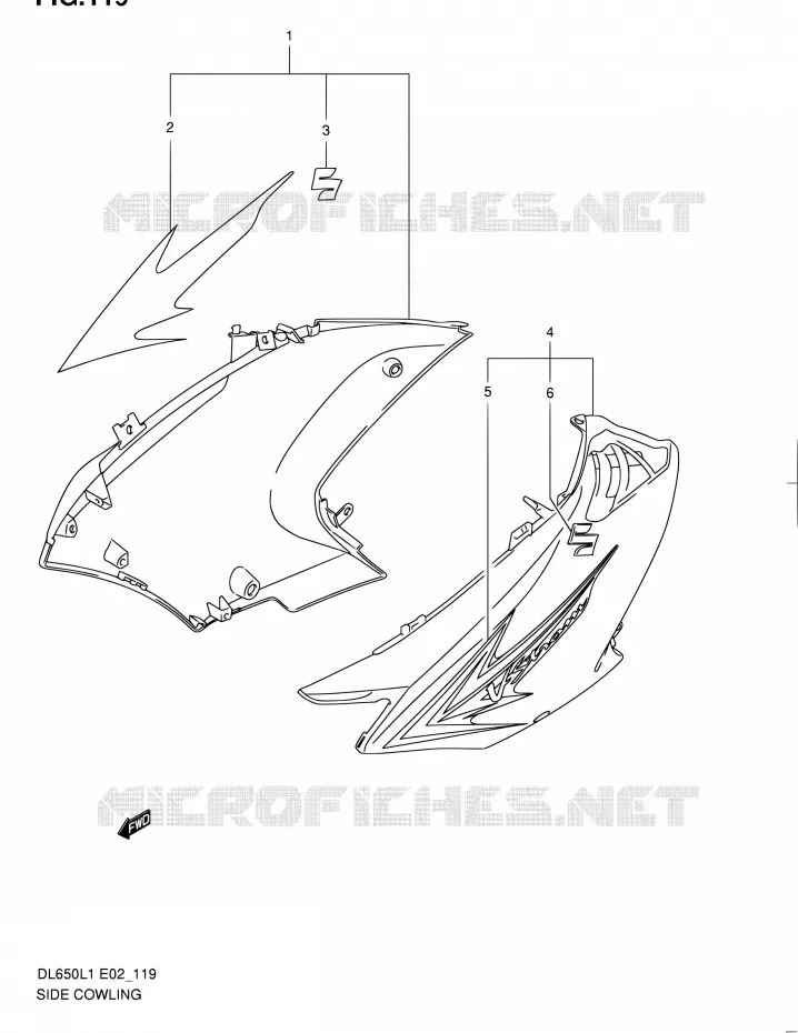 SIDE FAIRING Suzuki MOTO 650 V-STROM 2011  DL650 L1 (E02,E19,E24)