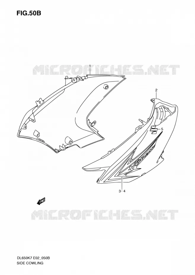 SIDE FAIRING (MODEL K9) Suzuki MOTO 650 V-STROM 2009  DL650A K9 (E02,E19,E24,E37)