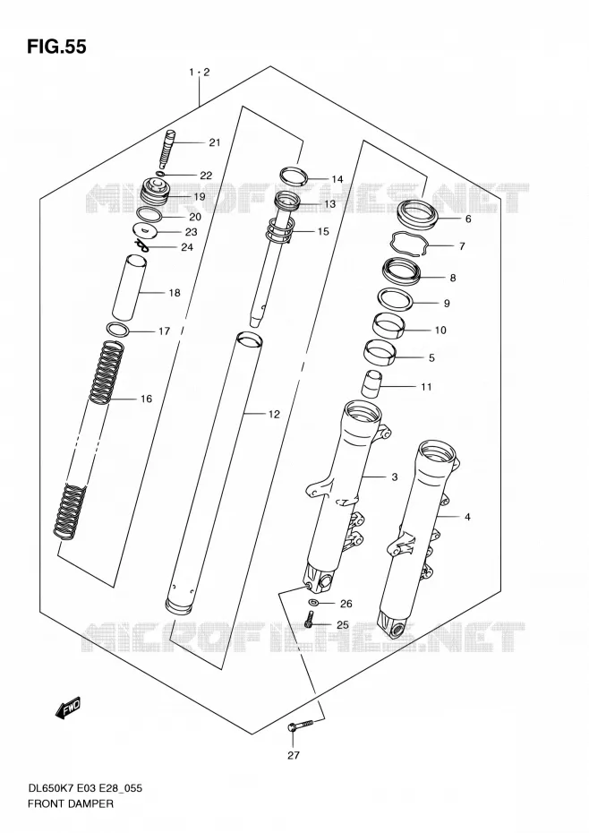 FRONT FORK Suzuki MOTO 650 V-STROM 2009  DL650A K9 (E03,E28,E33)