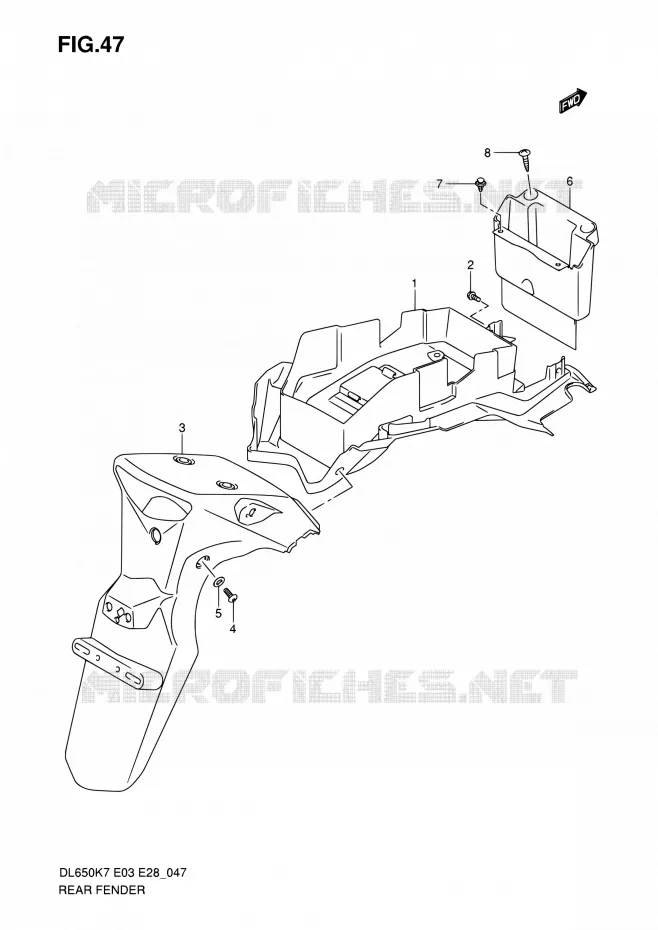 REAR FEDNER Suzuki MOTO 650 V-STROM 2009  DL650A K9 (E03,E28,E33)
