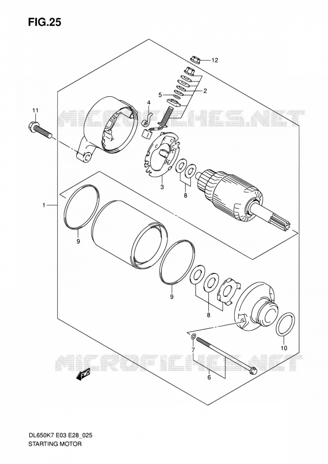 STARTER MOTOR (MODEL K7/K8/K9) Suzuki MOTO 650 V-STROM 2009  DL650A K9 (E03,E28,E33)