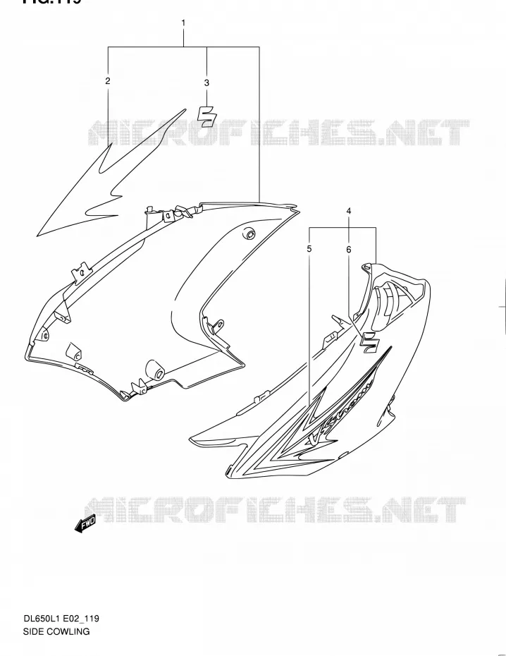 SIDE FAIRING Suzuki MOTO 650 V-STROM 2011  DL650AUEL1(E19)