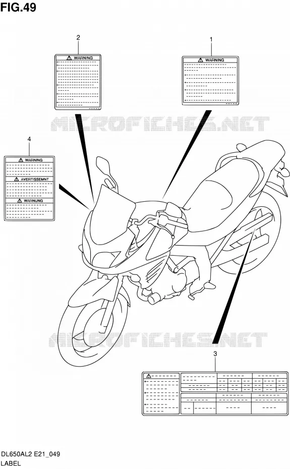 LABEL (DL650AL2 E21) Suzuki MOTO 650 V-STROM 2012  DL650AUE L2 (E21)