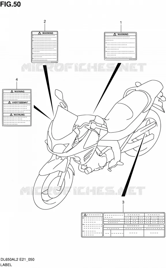LABEL (DL650AUEL2 E21) Suzuki MOTO 650 V-STROM 2012  DL650AUE L2 (E21)