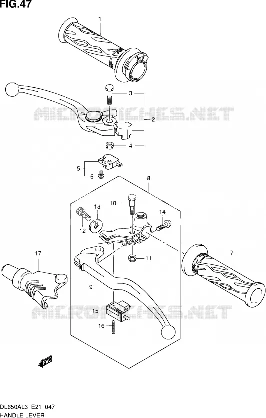 HANDGRIPS - LEVERS  Suzuki MOTO 650 V-STROM 2015  DL650AUE L3 (E21)