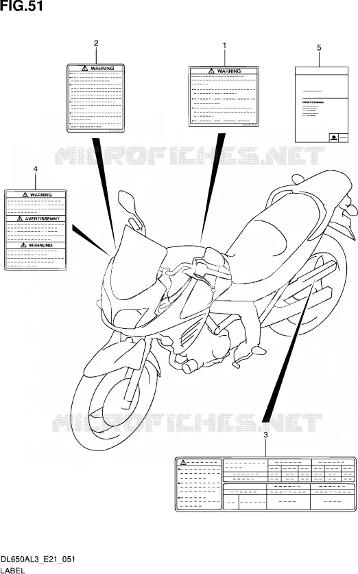 LABEL (DL650AL3 E21) Suzuki MOTO 650 V-STROM 2015  DL650AUE L3 (E21)