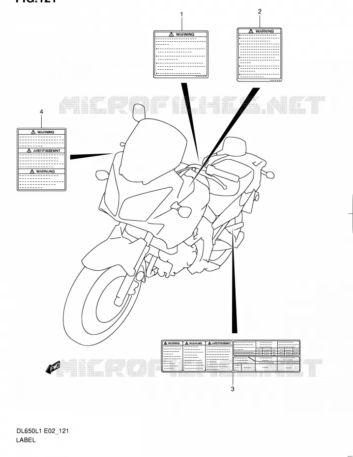 LABEL (DL650L1 E02) Suzuki MOTO 650 V-STROM 2011  DL650UEL1(E19)
