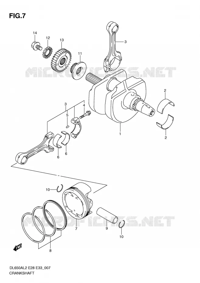 CRANKSHAFT Suzuki MOTO 650 V-STROM 2012  DL650AL2(E28)
