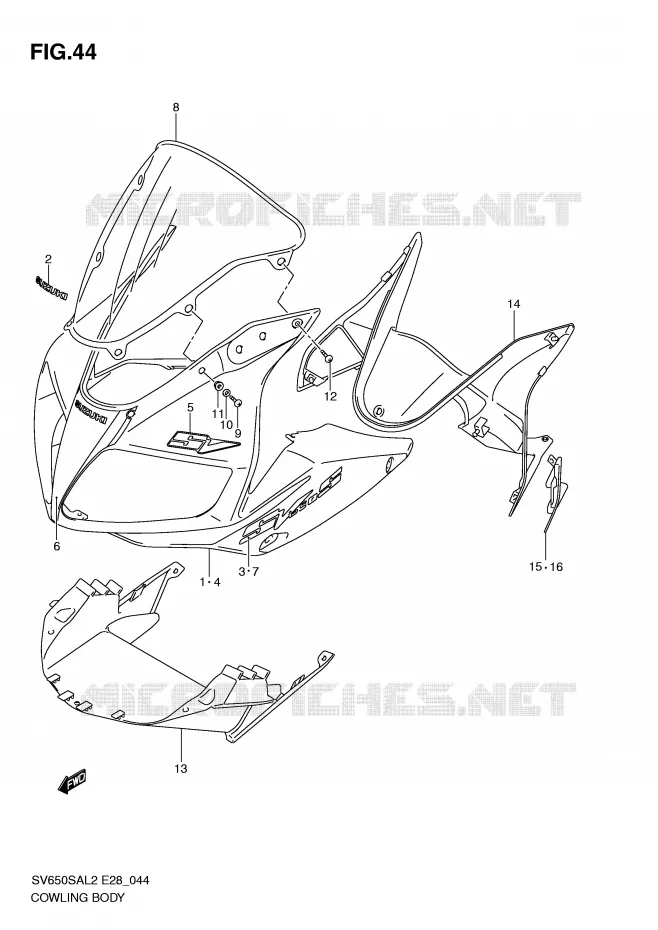 FAIRING Suzuki MOTO 650 SV-S 2012  SV650SAL2(E28)