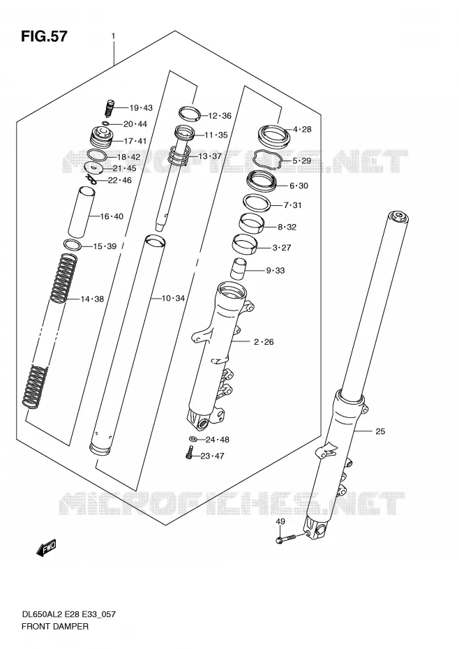 FRONT FORK Suzuki MOTO 650 V-STROM 2012  DL650AL2(E28)