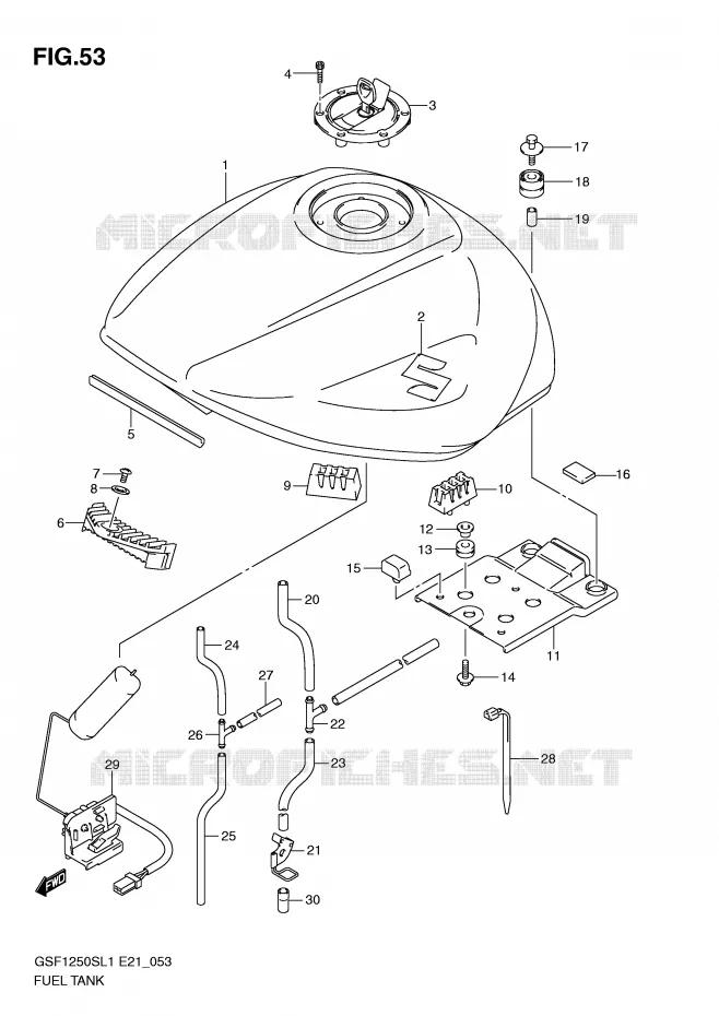 FUEL TANK (GSF1250SAL1 E21) Suzuki MOTO 1250 BANDIT 2012  GSF1250SAL1(E21)