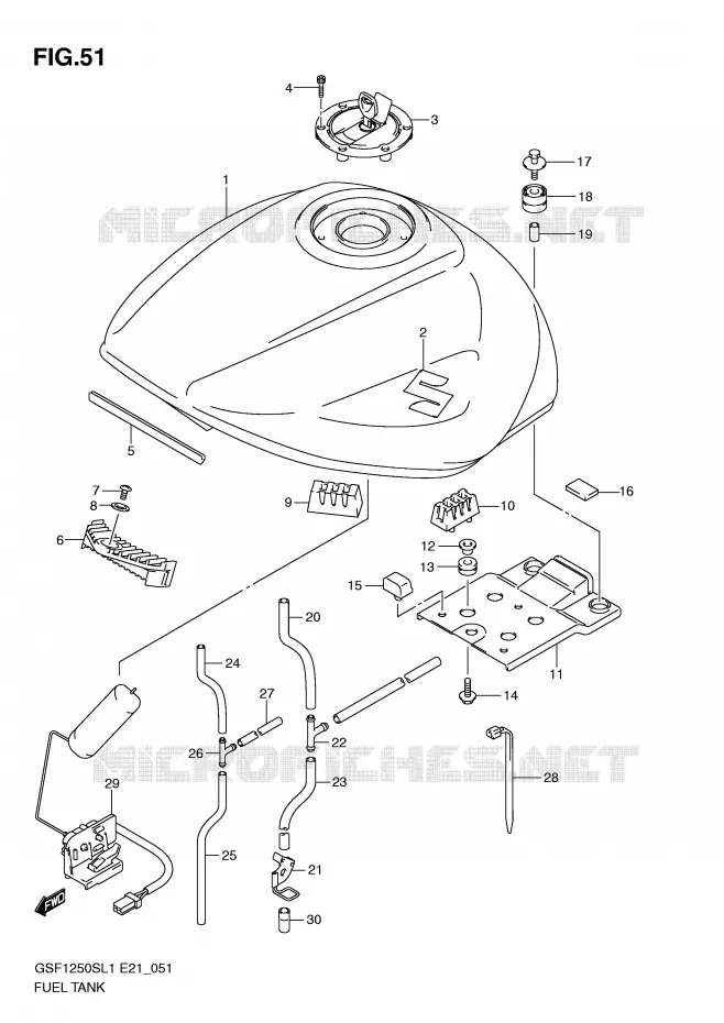 FUEL TANK (GSF1250SL1 E21) Suzuki MOTO 1250 BANDIT 2011  GSF1250SL1(E21)