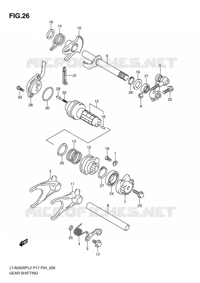GEAR SHIFTING ASSY Suzuki QUAD 500 KINGQUAD 2012  LT-A500XPL2(P17)