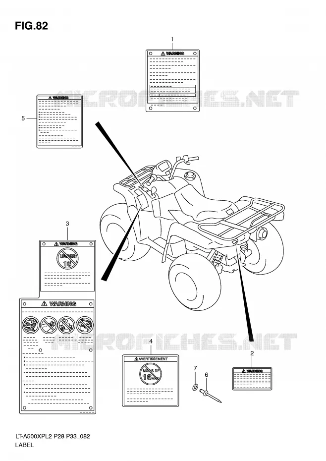 LABEL (LT-A500XL1 P28) Suzuki QUAD 500 KINGQUAD 2012  LT-A500XPL2(P28)