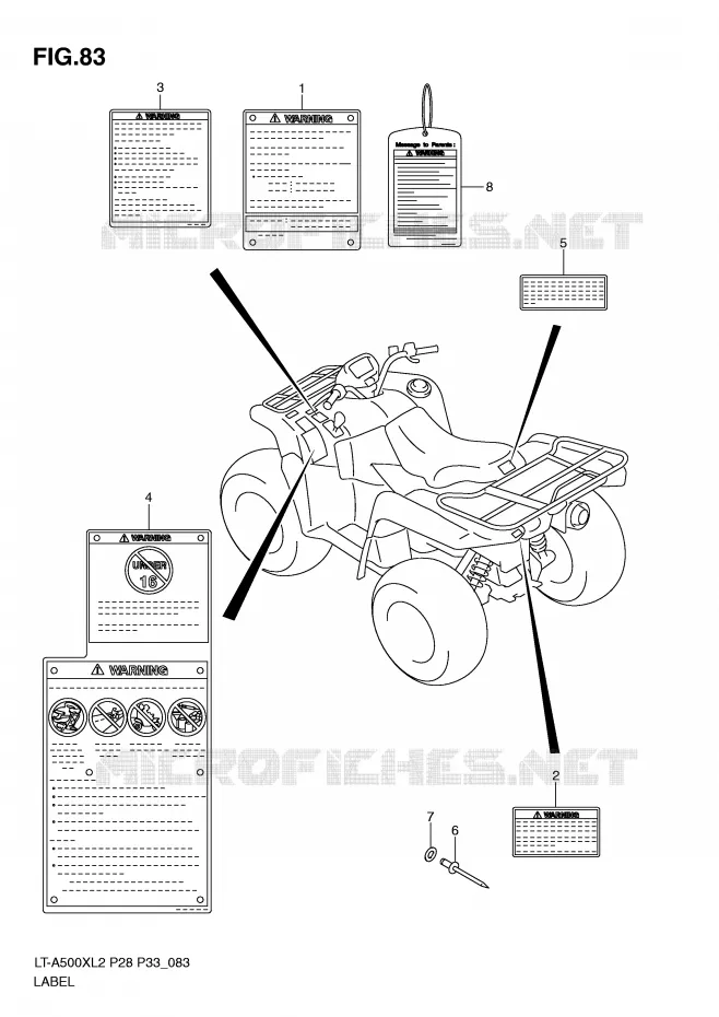 LABEL (LT-A500XZL2 P33) Suzuki QUAD 500 VINSON 2012  LT-A500XZL2(P28)
