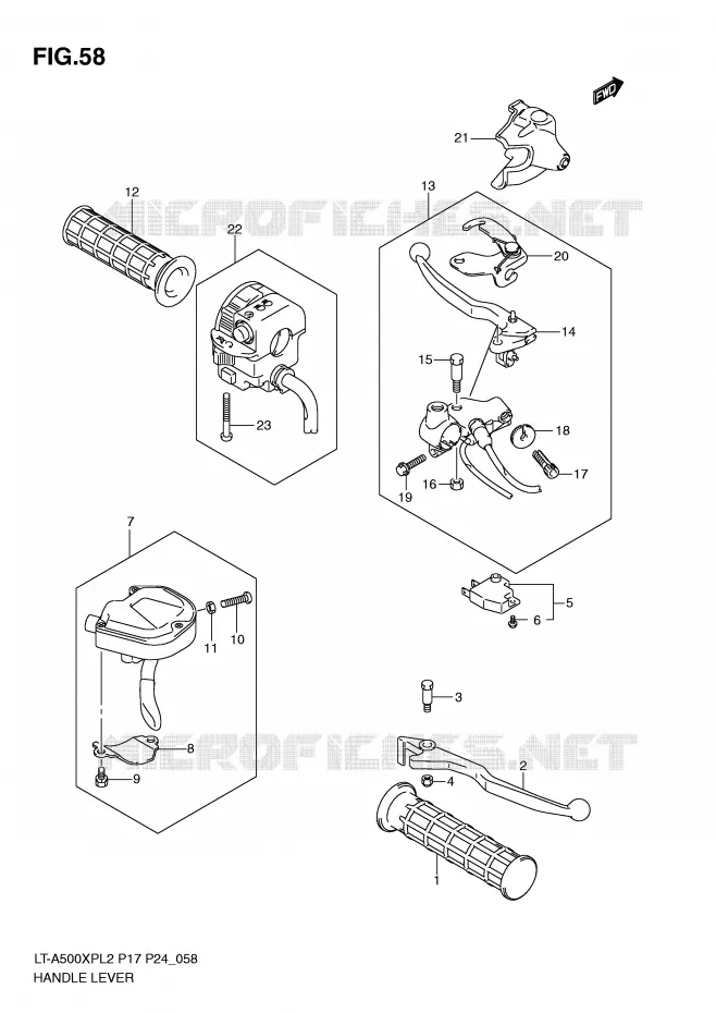 LEVERS - HANDGRIPS Suzuki QUAD 500 KINGQUAD 2012  LT-A500XPL2(P17)