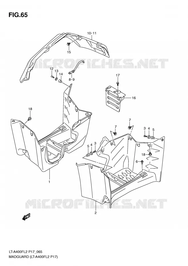 MUDGUARD (LT-A400FL2 P17) Suzuki QUAD 400 KINGQUAD 2012  LT-F400L2(P17)