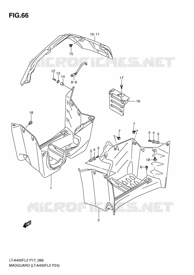 MUDGUARD (LT-A400FL2 P24) Suzuki QUAD 400 KINGQUAD 2012  LT-F400FZL2(P17)