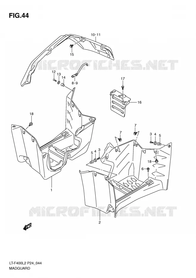 MUDGUARD Suzuki QUAD 400 KINGQUAD 2012  LT-F400L2(P24)