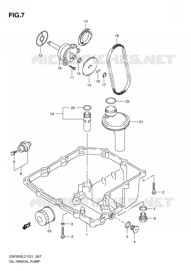 OIL PAN - OIL PUMP Suzuki MOTO 650 BANDIT 2013  GSF650SAL2(E21)
