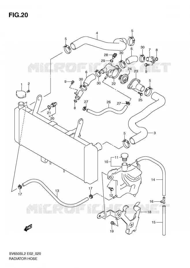 RADIATOR HOSE - EXPANSION TANK Suzuki MOTO 650 SV 2012  SV650SL2(E02)
