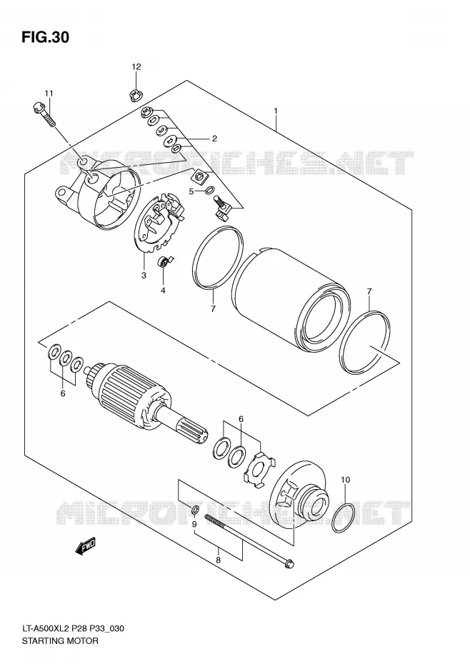STARTER MOTOR Suzuki QUAD 500 KINGQUAD 2012  LT-A500XL2(P28)
