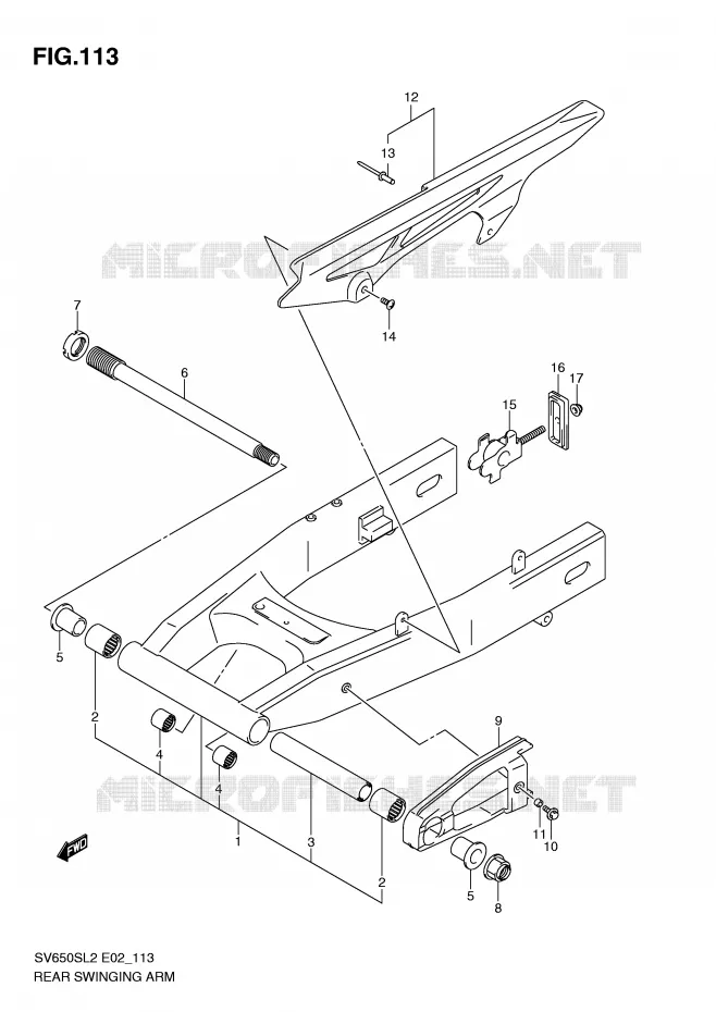 SWINGARM (SV650SAL2 E24) Suzuki MOTO 650 SV 2012  SV650SAL2(E02)