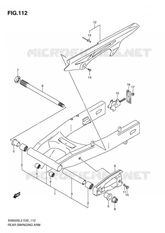 SWINGARM (SV650SUL2 E24) Suzuki MOTO 650 SV 2012  SV650SAL2(E02)
